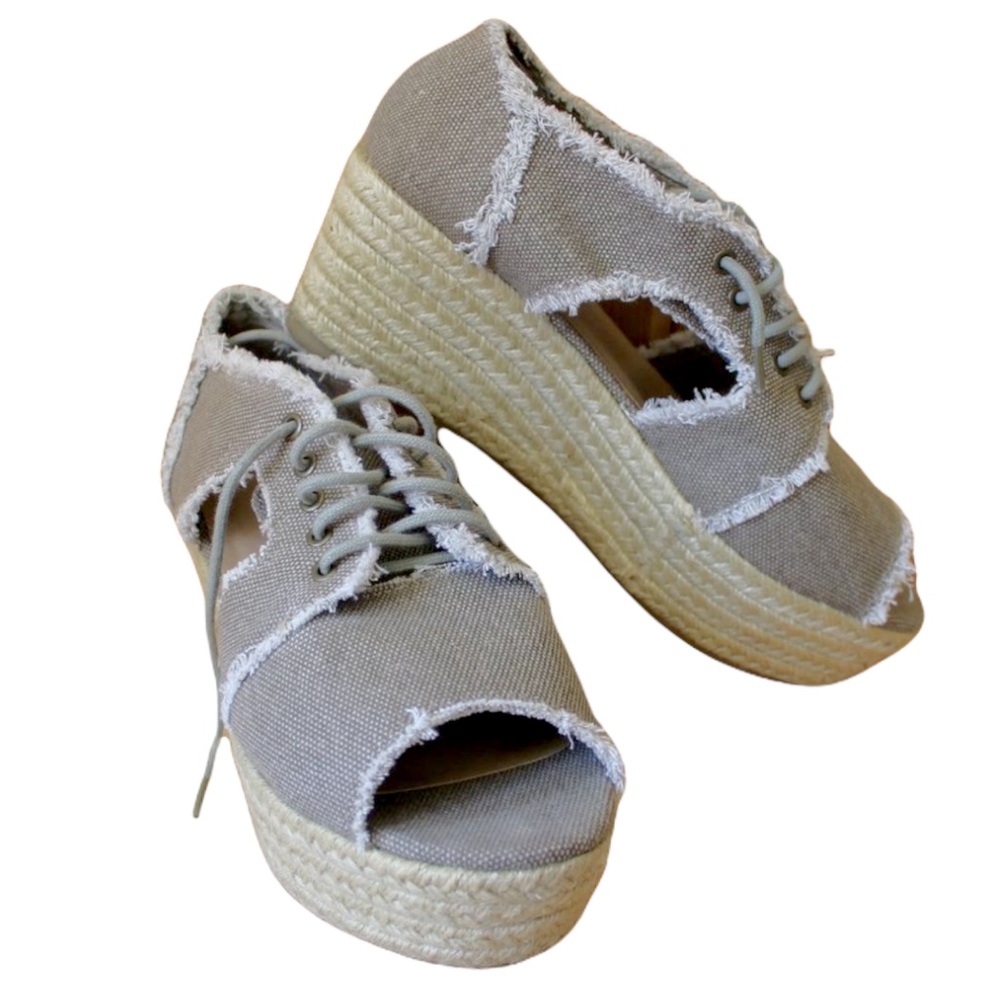 Ruff Hewn Stella Taupe Platform Canvas Lace Up 7M